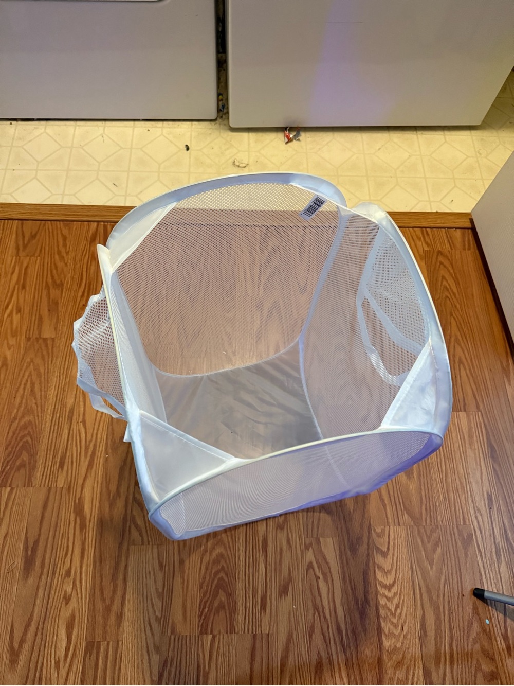 Collapsible White Mesh Laundry Hamper - Lightweight Pop-Up Organizer